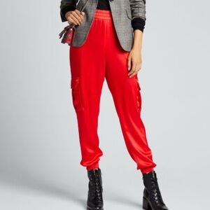 Alice and Olivia small satin red cargo pants